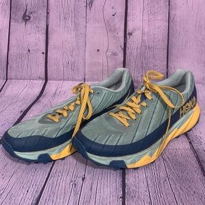 Hoka One One Torrent Trail Running Shoe Blue Yellow Size 8 Athleisure Outdoor